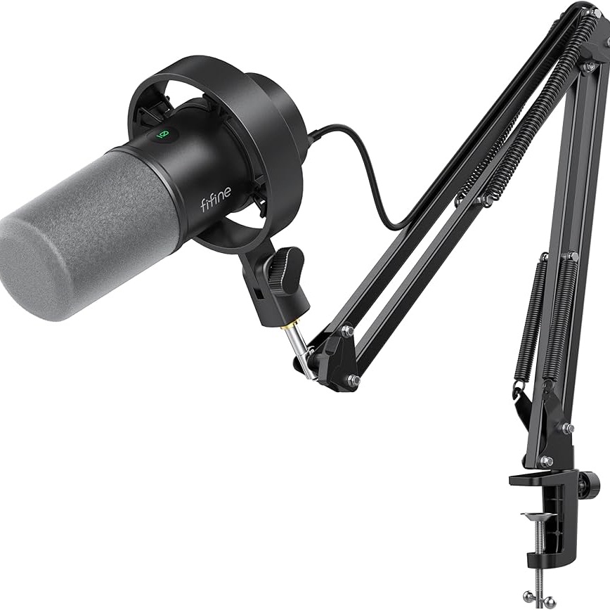 Fifine K688 Podcast Microphone Kit, Usb/Xlr Dynamic Microphone With Boom Arm For